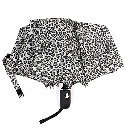 Nollia Windproof Automatic Travel Umbrella, Compact Portable with Reinforced Ribs for Sun & Rain-Automatic Snow Leopard