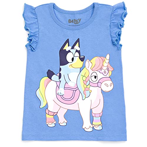 Bluey Toddler Girls 4 Pack T-Shirts Pink/Orange/Blue/Gray 4T