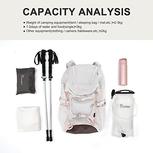 MOUNTAINTOP 28L Hiking Backpack for Women Outdoor Backpack for Camping Cycling and Traveling, 20.5×12.2×6.3 IN, Ivory