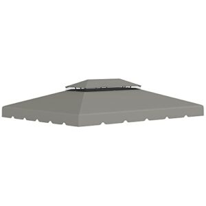 outsunny 12.8' x 9.5' gazebo replacement canopy, gazebo top cover for 01-0870, 84c-101, 84c-144 with double vented roof for garden patio outdoor (top only), light gray