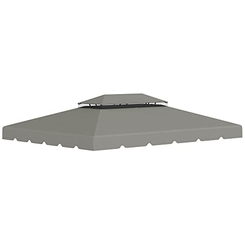 Outsunny 12.8' x 9.5' Gazebo Replacement Canopy, Gazebo Top Cover for 01-0870, 84C-101, 84C-144 with Double Vented Roof for Garden Patio Outdoor (TOP ONLY), Light Gray