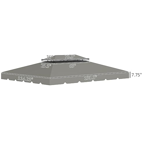 Outsunny 12.8' x 9.5' Gazebo Replacement Canopy, Gazebo Top Cover for 01-0870, 84C-101, 84C-144 with Double Vented Roof for Garden Patio Outdoor (TOP ONLY), Light Gray