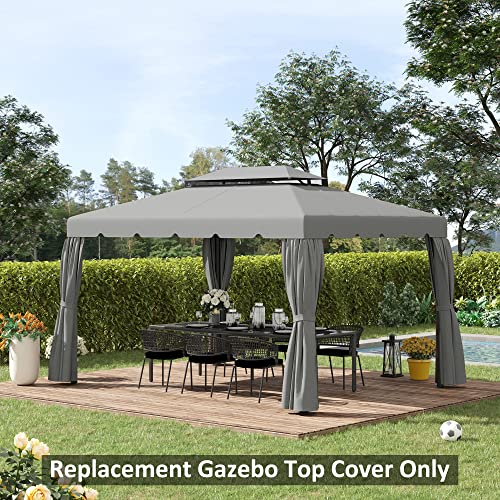 Outsunny 12.8' x 9.5' Gazebo Replacement Canopy, Gazebo Top Cover for 01-0870, 84C-101, 84C-144 with Double Vented Roof for Garden Patio Outdoor (TOP ONLY), Light Gray