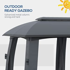 Outsunny 10' x 20' Patio Gazebo, Outdoor Gazebo Canopy Shelter with Netting, Vented Roof, Steel Frame for Garden, Lawn, Backyard, and Deck, Dark Gray