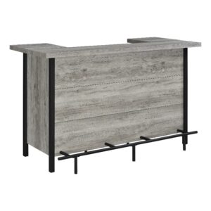 coaster 70.75" w modern wood bar unit with footrest in gray driftwood/black