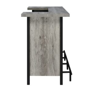 Coaster 70.75" W Modern Wood Bar Unit with Footrest in Gray Driftwood/Black