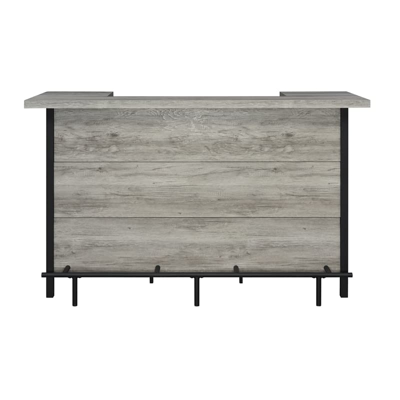 Coaster 70.75" W Modern Wood Bar Unit with Footrest in Gray Driftwood/Black