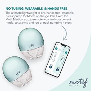 Motif Medical Aura Hands Free Portable Breast Pump, Wearable Double Breast Pump - Lightweight, Wireless, Battery Operated,12 Suction Levels, Holds 4+ oz, Pairs with App