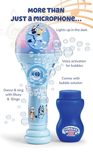 BLUEY Dance Mode Bubble Machine and Toy Microphone | Bluey Toy for Baby, Toddlers and Kids | Includes Bubble Solution