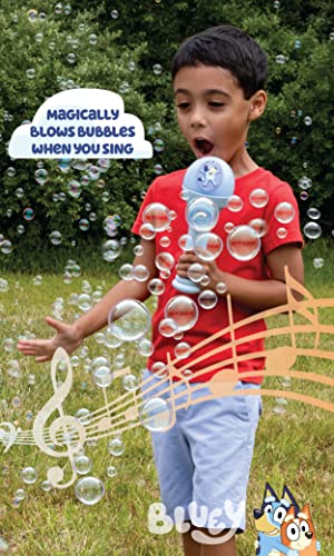 BLUEY Dance Mode Bubble Machine and Toy Microphone | Bluey Toy for Baby, Toddlers and Kids | Includes Bubble Solution