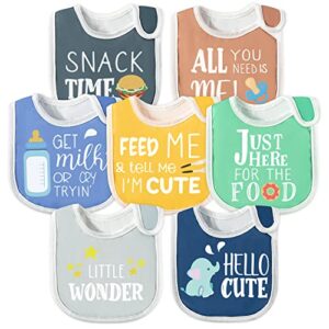 2ooya 7pcs cotton waterproof baby bibs adjustable hook loop closure infant bib unisex colorful newborn babies food bibs for teething drooling feeding eating （6-12 months）