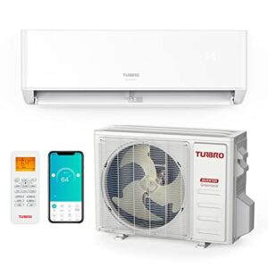 turbro 12,000 btu ductless mini split inverter ac with heat pump, 23 seer2, 230v, wifi-enabled, cools up to 750 sq.ft, energy star, greenland series