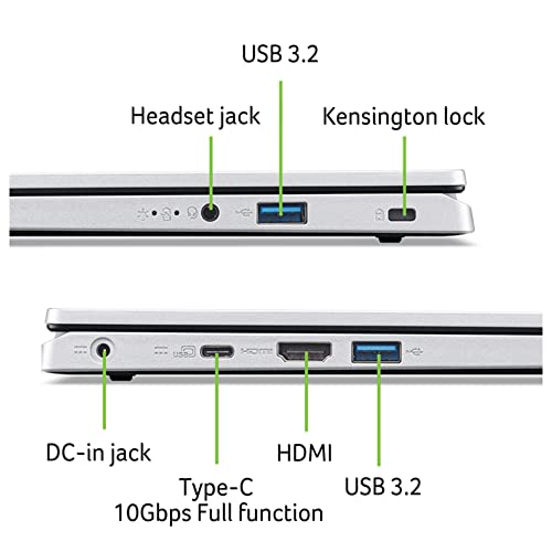 Acer Aspire 3 A314-23P-R3QA Slim Laptop | 14.0" Full HD IPS Display | AMD Ryzen 5 7520U Quad-Core Processor | AMD Radeon Graphics | 8GB LPDDR5 | 512GB NVMe SSD | Wi-Fi 6 | Windows 11 Home,Silver