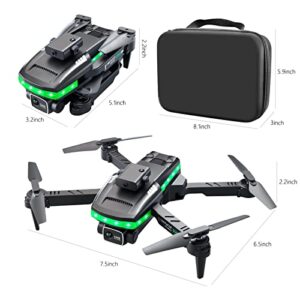 Drones with Camera for Kids 1080p, Foldable Fpv Remote Control Toys Gifts for Boys Girls, Quadcopter with Led Flash Bar, One Key Start Speed Adjustment, 3d Flips