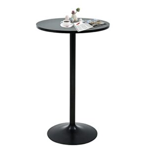 nchanmar bar table round pub table cocktail bistro high table with black top and base for home kitchen small spaces