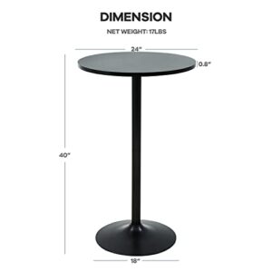 NChanmar Bar Table Round Pub Table Cocktail Bistro High Table with Black Top and Base for Home Kitchen Small Spaces