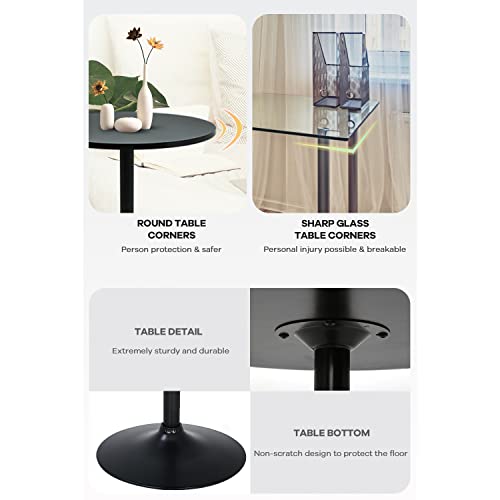 NChanmar Bar Table Round Pub Table Cocktail Bistro High Table with Black Top and Base for Home Kitchen Small Spaces