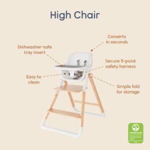 Ergobaby Evolve Baby Essentials Portable High Chair, Natural Wood