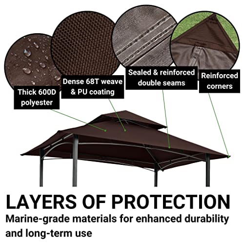 Grill Gazebo Canopy Replacement for L-GZ238PST-11, Grill Canopy for Outdoor Grill Canopy Feplacement Cover, Grill Tent Canopy, BBQ Grill Gazebo Canopy Replacement Cover for Grill Gazebo, BBQ Canopy