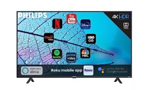 philips 55-inch class 4k 2160p smart tv led hdr10 120hz refresh rate roku tv works with siri hey google & airplay 55pfl(renewed)