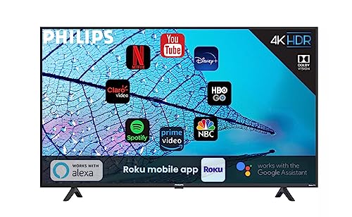 PHILIPS 55-Inch Class 4K 2160p Smart TV Led HDR10 120Hz Refresh Rate Roku TV Works with Siri Hey Google & Airplay 55PFL(Renewed)