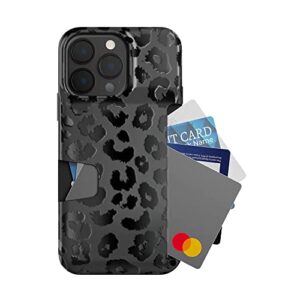 velvet caviar compatible with iphone 14 pro max wallet case for women - credit card holder slot - cute slim & protective wallet phone cases [8ft. drop tested] - funda para 14 pro max - black leopard