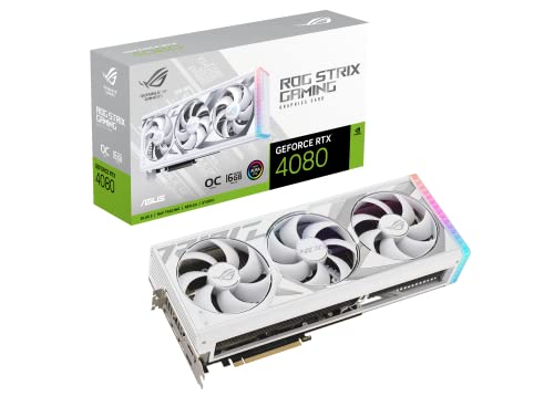 ASUS ROG Strix GeForce RTX™ 4080 White OC Edition Gaming Graphics Card (PCIe 4.0, 16GB GDDR6X, HDMI 2.1a, DisplayPort 1.4a)