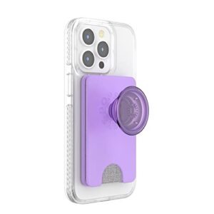 popsockets phone wallet with expanding grip, phone card holder, wireless charging compatible, wallet compatible with magsafe - lavender