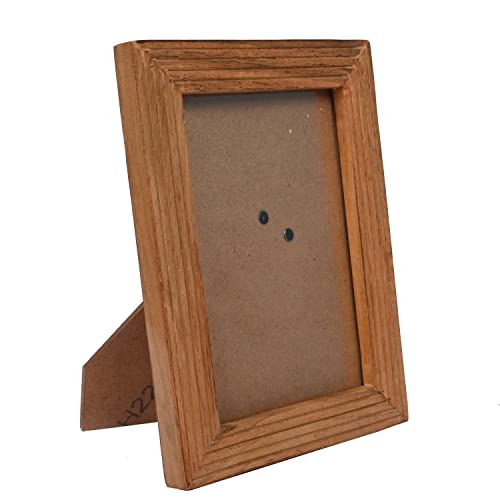 EDHAS Acacia Wood 5" x 7" Picture Frame with Real Glass For Tabletop, Farmhouse Solid Natural Wood Picture Frame