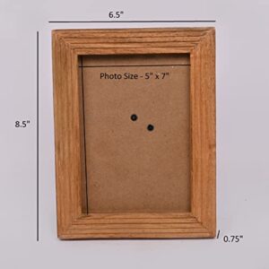 EDHAS Acacia Wood 5" x 7" Picture Frame with Real Glass For Tabletop, Farmhouse Solid Natural Wood Picture Frame