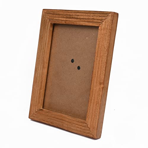 EDHAS Acacia Wood 5" x 7" Picture Frame with Real Glass For Tabletop, Farmhouse Solid Natural Wood Picture Frame