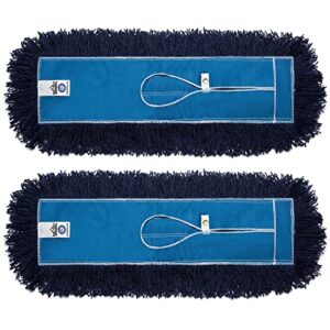 nine forty 36-inch premium nylon dust mop replacement head - heavy duty mop head refill for industrial, commercial, and residential cleaning - dry floor duster for hardwood surfaces - blue (2-pack)