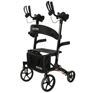 so lite glide backsaver rollator walker - upright walkers for seniors with seat and armrest - stand up rolling walker (black)