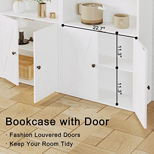 IRONCK Industrial Bookshelves and Bookcases with Doors 11.8in Depth Floor Standing 5 Shelf Display Storage Shelves Bookcase Home Decor Furniture for Home, Office, Living Room, Bedroom