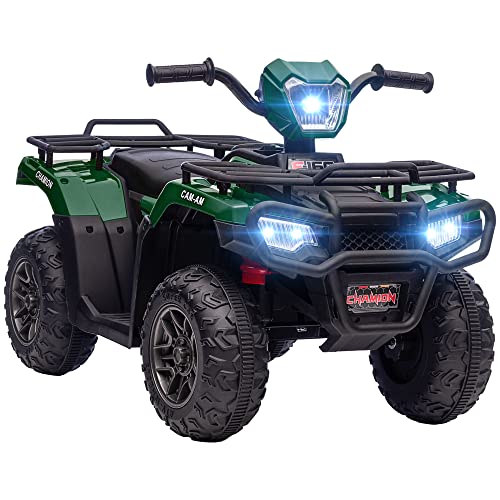 Aosom 12V Kids ATV Battery-Operated with AUX Port & USB, Kids 4 Wheeler with Tough Wear-Resistant Tread, Electric Four Wheeler Kids Ride on Car Electric Car, Green