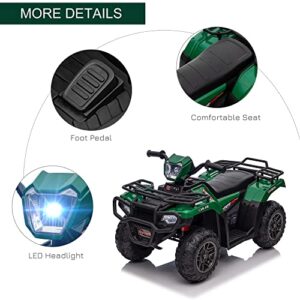 Aosom 12V Kids ATV Battery-Operated with AUX Port & USB, Kids 4 Wheeler with Tough Wear-Resistant Tread, Electric Four Wheeler Kids Ride on Car Electric Car, Green