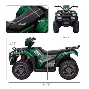 Aosom 12V Kids ATV Battery-Operated with AUX Port & USB, Kids 4 Wheeler with Tough Wear-Resistant Tread, Electric Four Wheeler Kids Ride on Car Electric Car, Green