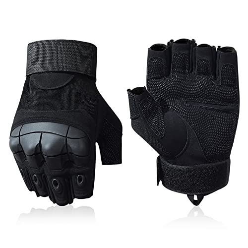 SUJAYU Tactical Gloves for Men, Fingerless Gloves Men for Airsoft Gun, Survival Gloves Combat Gloves Airsoft Gloves Driving Gloves Men Motorcycle Gloves for Men (Black, Large)