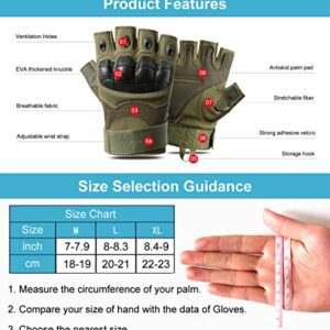 SUJAYU Tactical Gloves for Men, Fingerless Gloves Men for Airsoft Gun, Survival Gloves Combat Gloves Airsoft Gloves Driving Gloves Men Motorcycle Gloves for Men (Black, Large)