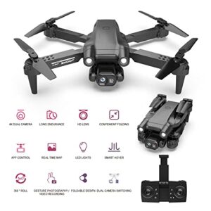 Drones with Camera for Adults 4k HD FPV, Foldable Remote Control Toys Gifts for Kids, with Altitude Hold Headless Mode, Quadcopter with Led Flash Bar, One Key Start Speed Adjustment, 3D Flips