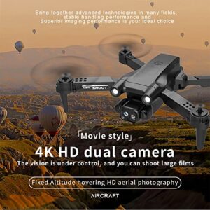 Drones with Camera for Adults 4k HD FPV, Foldable Remote Control Toys Gifts for Kids, with Altitude Hold Headless Mode, Quadcopter with Led Flash Bar, One Key Start Speed Adjustment, 3D Flips