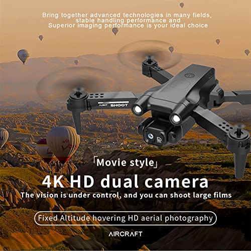 Drones with Camera for Adults 4k HD FPV, Foldable Remote Control Toys Gifts for Kids, with Altitude Hold Headless Mode, Quadcopter with Led Flash Bar, One Key Start Speed Adjustment, 3D Flips