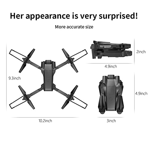 Drones with Camera for Adults 4k HD FPV, Foldable Remote Control Toys Gifts for Kids, with Altitude Hold Headless Mode, Quadcopter with Led Flash Bar, One Key Start Speed Adjustment, 3D Flips