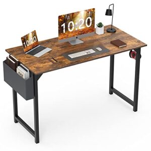 computer desk home office desk 47 inch writing desks small space desk study table modern simple style work table student desk pc table with storage bag headphone hook metal frame for home, bedroom