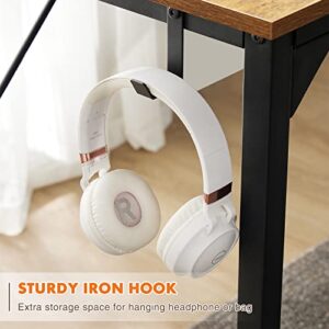 Computer Desk Home Office Desk 47 Inch Writing Desks Small Space Desk Study Table Modern Simple Style Work Table Student Desk PC Table with Storage Bag Headphone Hook Metal Frame for Home, Bedroom