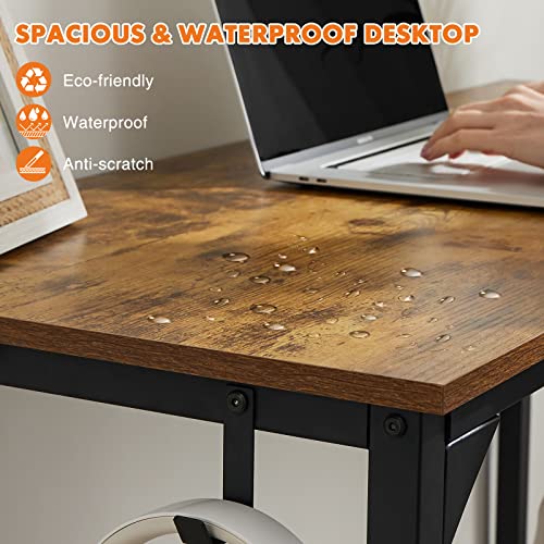 Computer Desk Home Office Desk 47 Inch Writing Desks Small Space Desk Study Table Modern Simple Style Work Table Student Desk PC Table with Storage Bag Headphone Hook Metal Frame for Home, Bedroom