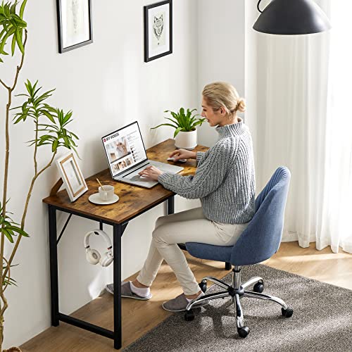 Computer Desk Home Office Desk 47 Inch Writing Desks Small Space Desk Study Table Modern Simple Style Work Table Student Desk PC Table with Storage Bag Headphone Hook Metal Frame for Home, Bedroom