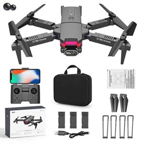 Mini Drone with Dual Camera 4K HD FPV WiFi RC Quadcopter Helicopter,One Key Start,Headless Mode,Speed Adjustment Remote Control,Foldable Aircraft Toys Gifts for Kids Adult,with Three Battery Version