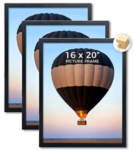 jd concept wood 16x20 black picture frame 3 pack - gallery wall frame set - suitable for horizontal and vertical hanging 16 x 20 poster photo