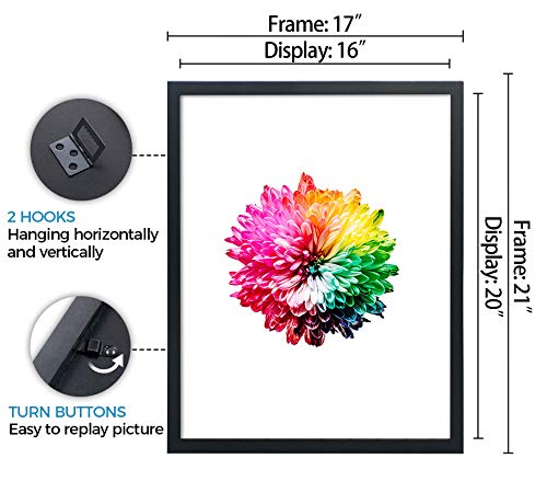 JD Concept Wood 16x20 Black Picture Frame 3 Pack - Gallery Wall Frame Set - Suitable for Horizontal and Vertical Hanging 16 x 20 Poster Photo